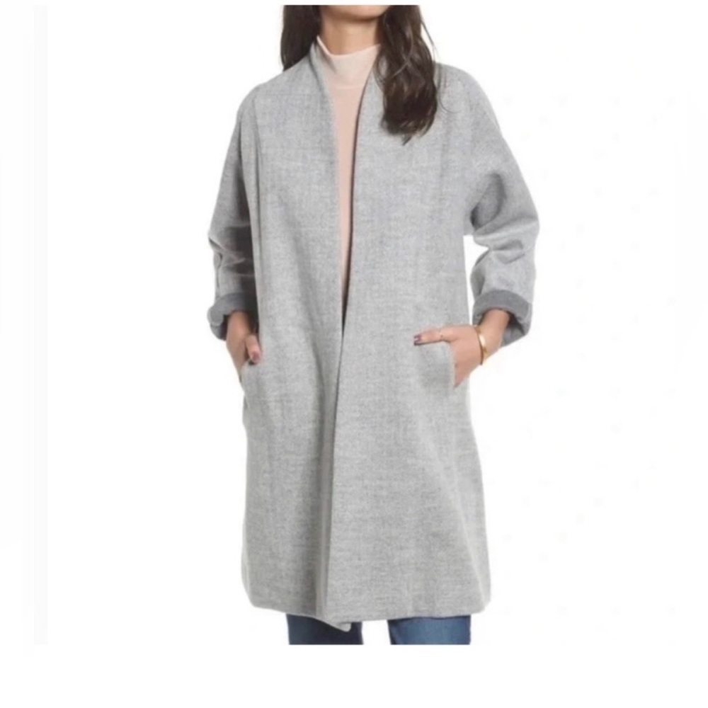 Madewell Stanza Herringbone Coat wool Heather Pelican 
size M